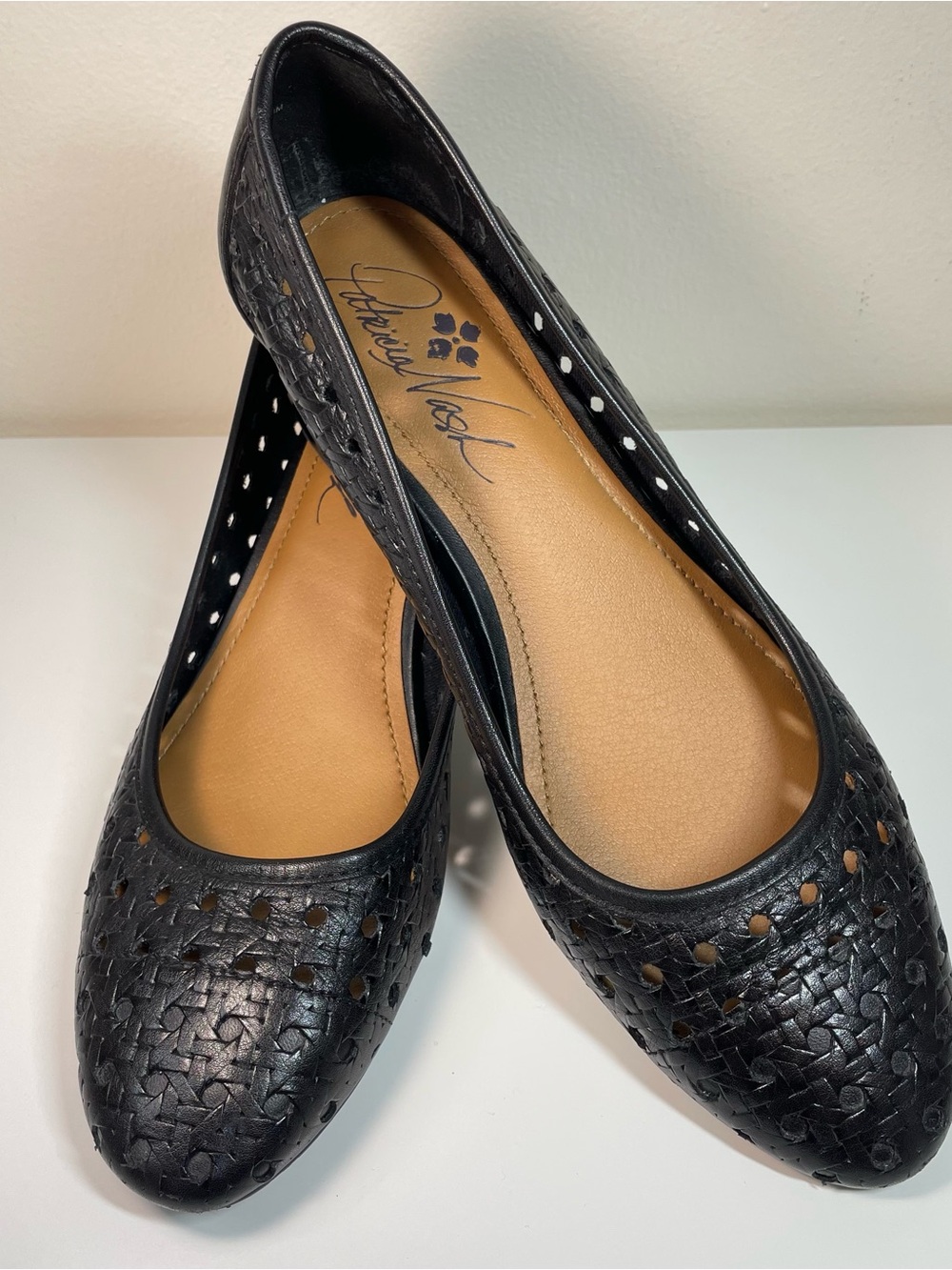 Patricia Nash Allegra Black Leather Woven Cut Out Block Heel Pumps Boho Chic 8